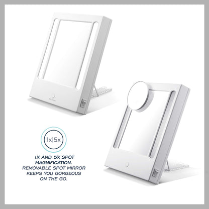 Conair Lighted Makeup Mirror, LED Vanity Mirror, 1X/5X Magnifying Mirror, Corded in Glossy White